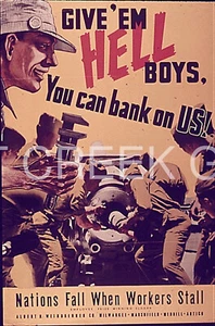 WWII Poster, Productivity, Nations Fall When Workers Stall Print on 11x14" 22484 - Picture 1 of 1