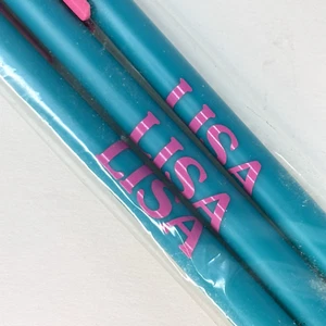 Vintage Bic Pens Personalized Name "Lisa" Pink Caps Teal 3-Pack NOS Blue Ink 80s - Picture 1 of 6