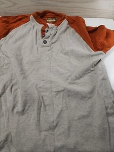 Cabelas Henley Shirt Mens M Grey/orange Long Sleeve - Picture 1 of 7