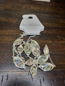 Gloria Vanderbilt grüne Glas Abalone Muschel Halskette neu  - Bild 1 von 11
