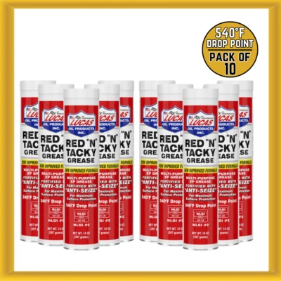 Lucas Oil 10005 Red "N" Tacky Grease 14-ounce 540°F Drop Point (Pack of 10) - Imagem 1 de 3