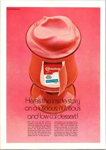 PRINT AD 1974 Carnation Instant Nonfat Dry Milk Low Calorie Dessert Pink 8.5x11 - Picture 1 of 1