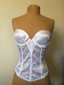 Vintage Carnival White Lace Overbust Corset Bustier, 34B - Picture 1 of 7