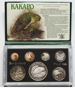 New Zealand - 1986 - Silver Proof Coin Set -- Kakapo - Picture 1 of 2