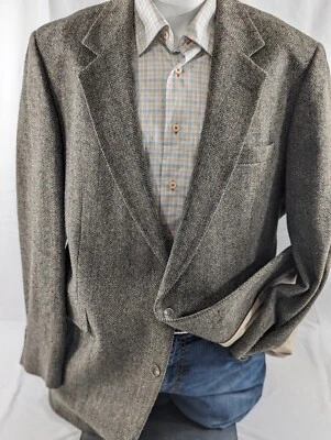 Blazer Haggar Abrigo Deportivo Chaqueta Deportiva Lana Espiga Línea Tiza Tweed 46L Foto 1 de 4