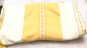 Unbranded Fringed Boho Blanket King Or Queen Large Reversible Yellow Ivory*