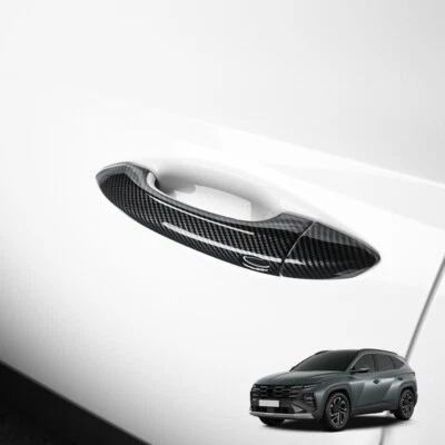 Cubierta de manija de puerta ABS de fibra de carbono decorativa para Hyundai Tucson 2022-2026 Foto 1 de 2