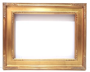 9 X 12 ART NOUVEAU CLOSED CORNER FLAT PANEL GOLD LEAF 2" WIDE STD PICTURE FRAME - Picture 1 of 9