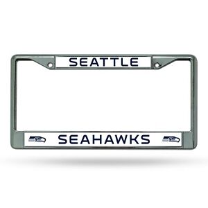 Seattle Seahawks WHITE Metal Chrome License Plate Frame Auto Truck Car 