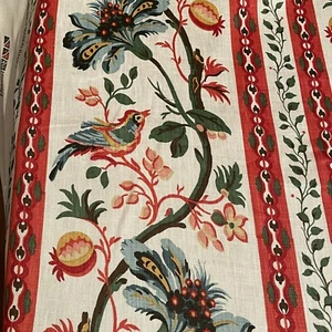 Paris Brunschwig & Fils Le Lac Border Tessuto Lino Maison Hamot Melone Teal Yard - Foto 1 di 12