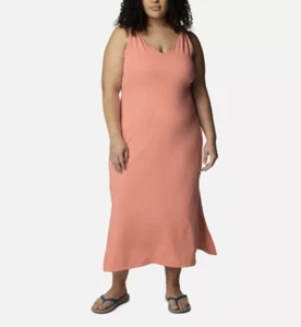 COLUMBIA WOMEN'S PEACH SLEEVELESS CHILL RIVER MIDI DRESS PLUS Sz 3X - Picture 1 of 4