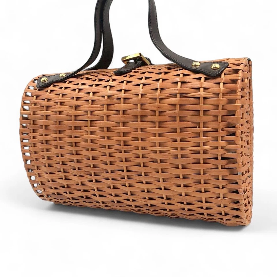 Fendi Handbag Rattan Basket Bag Straw Zucca Pattern Vintage 26 15435 0 982 - Image 1 of 4