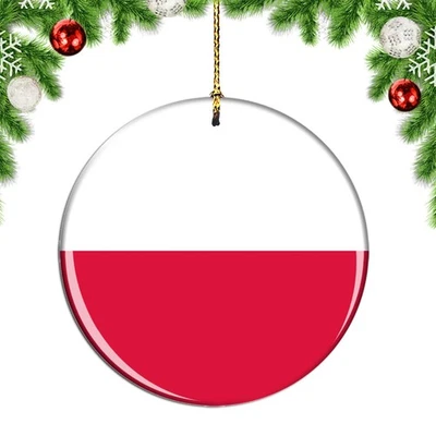 Poland Flag Round Christmas ornament city travel souvenir - Image 1 of 3