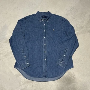 Vintage Polo Ralph Lauren Jeanshemd Herren XL Blau Klassisch Langarm Button-Down - Bild 1 von 12