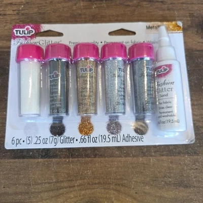 Tulip Fashion Glitter Metallics Fashion Bond for Fabric Adhesive Washable New - Image 1 of 4