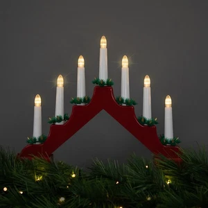 Puente Candelabro Navidad Iluminado LED - 13" - Rojo - Imagen 1 de 7