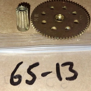 2 X PCS(#27K/26R) BRASS MECCANO COMPAT 65 TEETH SPUR GEAR/13T PINION - Picture 1 of 1