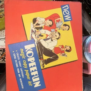1948 Kopeefun Magic Copy Paper Kit Embree Mfg Unused Cartoon Vintage Toy 1T - Imagen 1 de 4
