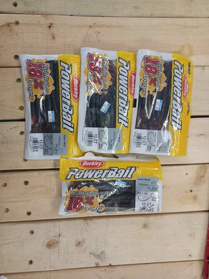 3 New Packs Berkley Powerbait Power Worm Fish Lure, 7", Motor Oil, Pack of 13 - Image 1 of 2