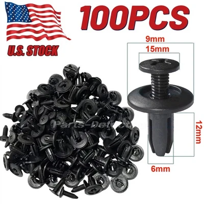 100Pcs 6mm Push type Truck Car Fender Bumper Trim Fastener Clips Retainer Rivets - Image 1 of 4