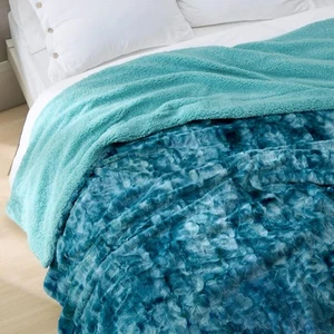 Bedsure Sherpa Fluffy Blanket King (108" x 90"), 05 - Teal - Picture 1 of 9