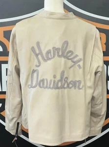 Harley Davidson Womens Embroidered Chain Stitch Leather Jacket 2 XL NEW!! - Picture 1 of 3