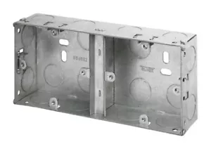 Dual Metal Back Box 35mm Deep - Flush Mounted Box for Fitting 2 Single Sockets - Picture 1 of 12