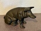 Vintage Cast Iron Sitting Pig Piggy Bank 3lb Open On The Side 5” Tall X 9” Long