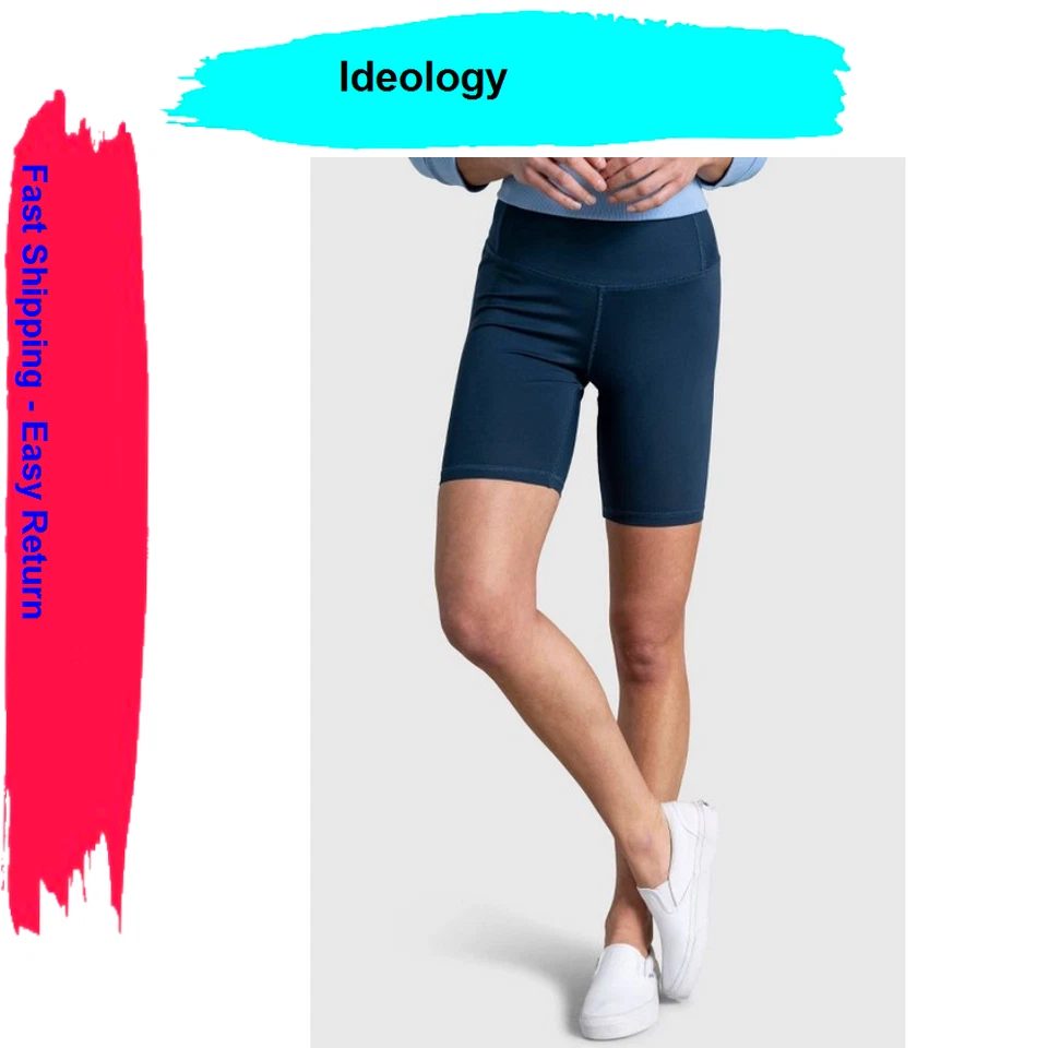 Ideology Women's Essentials Sweat Set Biker Shorts (Moonlit Blue Size X-Small)