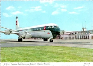 Postcard BEA Vanguard Guernsey Airport Channel Island Airplane Unposted - Picture 1 of 2