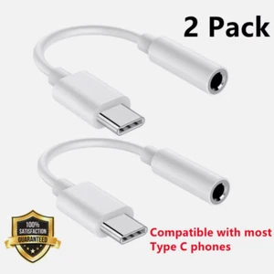 2x USB-C Type C Adapter Port to 3.5mm Aux Jack Ear/Headphone for Samsung S25 S24 - Picture 1 of 17