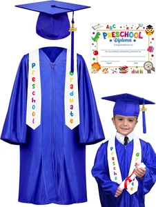 Preschool Graduation Cap and Gown Set, Unisex Kindergarten Graduation Outfit wit - Picture 1 of 12