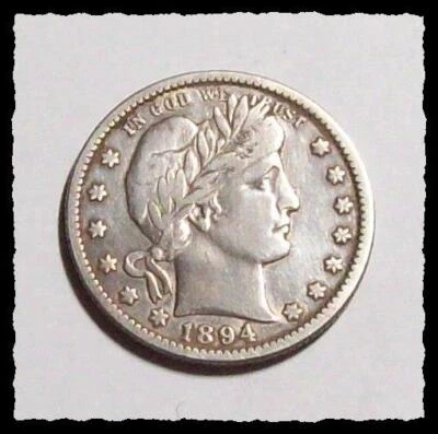 1894-O BARBER QUARTER  Cleaned w/  Sharp VF+ Details  #17D25 - Image 1 of 2