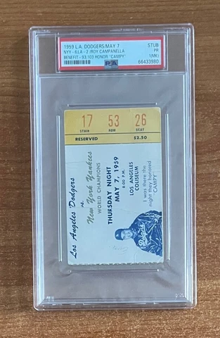 PSA 1959 ROY CAMPANELLA NIGHT NEW YORK YANKEES @ LOS ANGELES DODGERS TICKET STUB Cover