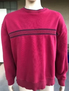 Vintage Roundtree & Yorke Sport Crewneck Sweatshirt Retro Striped Red Size XL - Picture 1 of 10