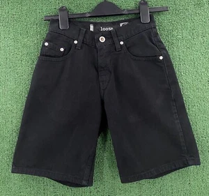 VTG 90’s Levis SilverTab Loose Fit Black Denim Jean Shorts Jorts Youth Boys SZ 8 - Picture 1 of 7