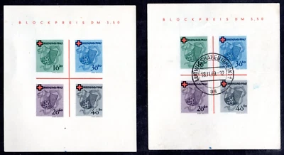 GERMANY FRANCE 1949 SCOTT #6NB6a USED & UNUSED IMPERF SOUVENIR SHEETS - Image 1 of 2