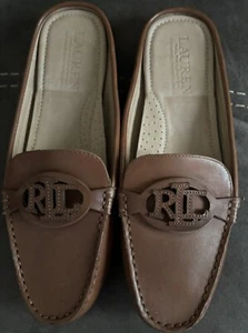 Lauren Ralph Lauren Brynn Driver Mules Loafer Flats Brown 7 NEW No Box - Picture 1 of 5