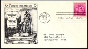 886 Augustus St Gaudens FDC/Anderson Cachet, SF, Clean Cover, Addressed - Picture 1 of 3