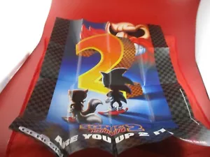 Original Sonic the Hedgehog 2 Sega Genesis / Game Gear Foldable Poster Insert - Afbeelding 1 van 1