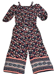 Misses Floral Polyester Halter Neck Cold shoulder Puff Sleeve Jumpsuit Size S - Picture 1 of 5
