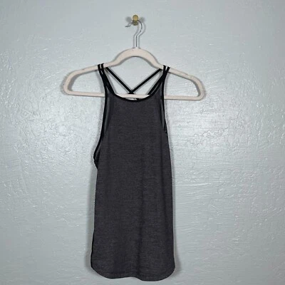 Lululemon Women 4 Black Gray Run Off-Route Tank Strappy Mesh Athletic Workout - Image 1 of 4