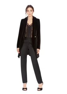 NWT Alice + Olivia Velvet Vance Black Crossover Coat Size XS - Picture 1 of 5
