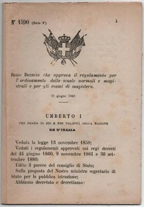 UMBERTO I - REGIO DECRETO 21 giugno 1883 n° 1590 - Foto 1 di 1