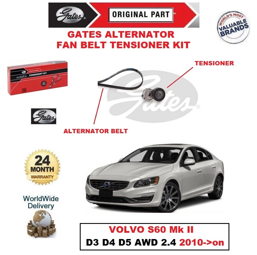 KIT TENSOR CORREA VENTILADOR ALTERNADOR PUERTAS VOLVO S60 II D3 D4 D5 AWD 2.4 2010-> Foto 1 de 1