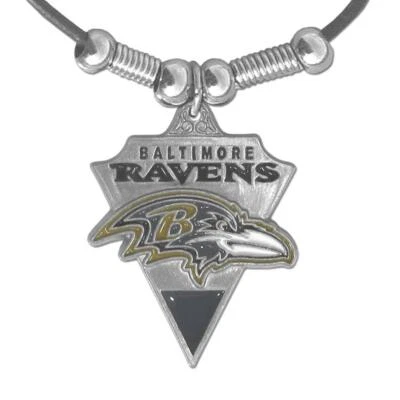 Baltimore Ravens Leather Cord Necklace with Metal Logo Pendant - NFL Football - Image 1 of 3
