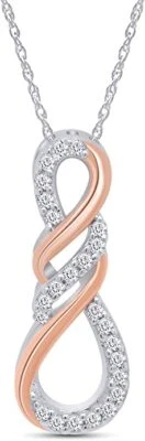 Collar de plata de ley de 18" con colgante de llama infinita de diamantes redondos naturales de 1/7 quilate Foto 1 de 4