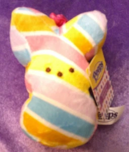 NWT PEEPS RAINBOW Easter Bunny Plush 4" Backpack Clip On Key Chain HARD TO FIND - Picture 1 of 2