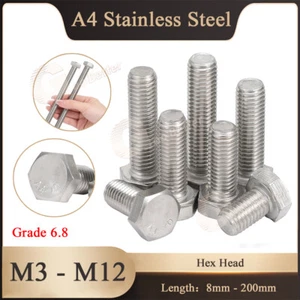 M3-M12 Sechskantschraube A4 Edelstahl Vollgewindeschraube verlängert Güte 6.8 - Bild 1 von 10