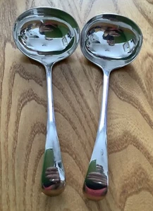 Antique Pair of Silver Plate Ladles. Rat Tail Handles. James Deakin & Sons. 15cm - Picture 1 of 4